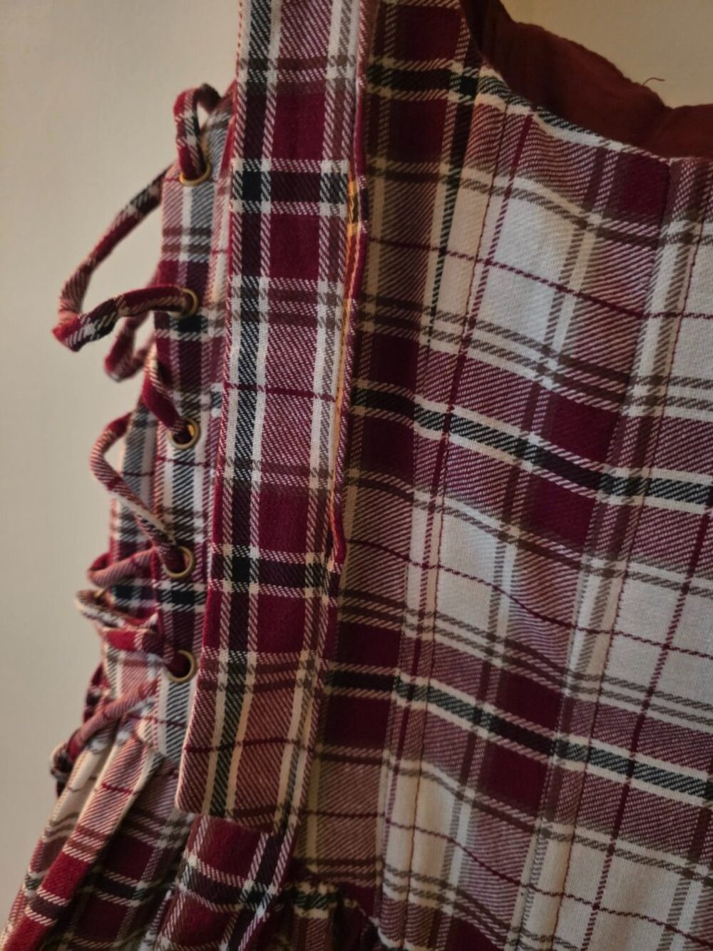 Valkyrie Collection Cottagecore Plaid Corset Dress - Picture 4 of 5
